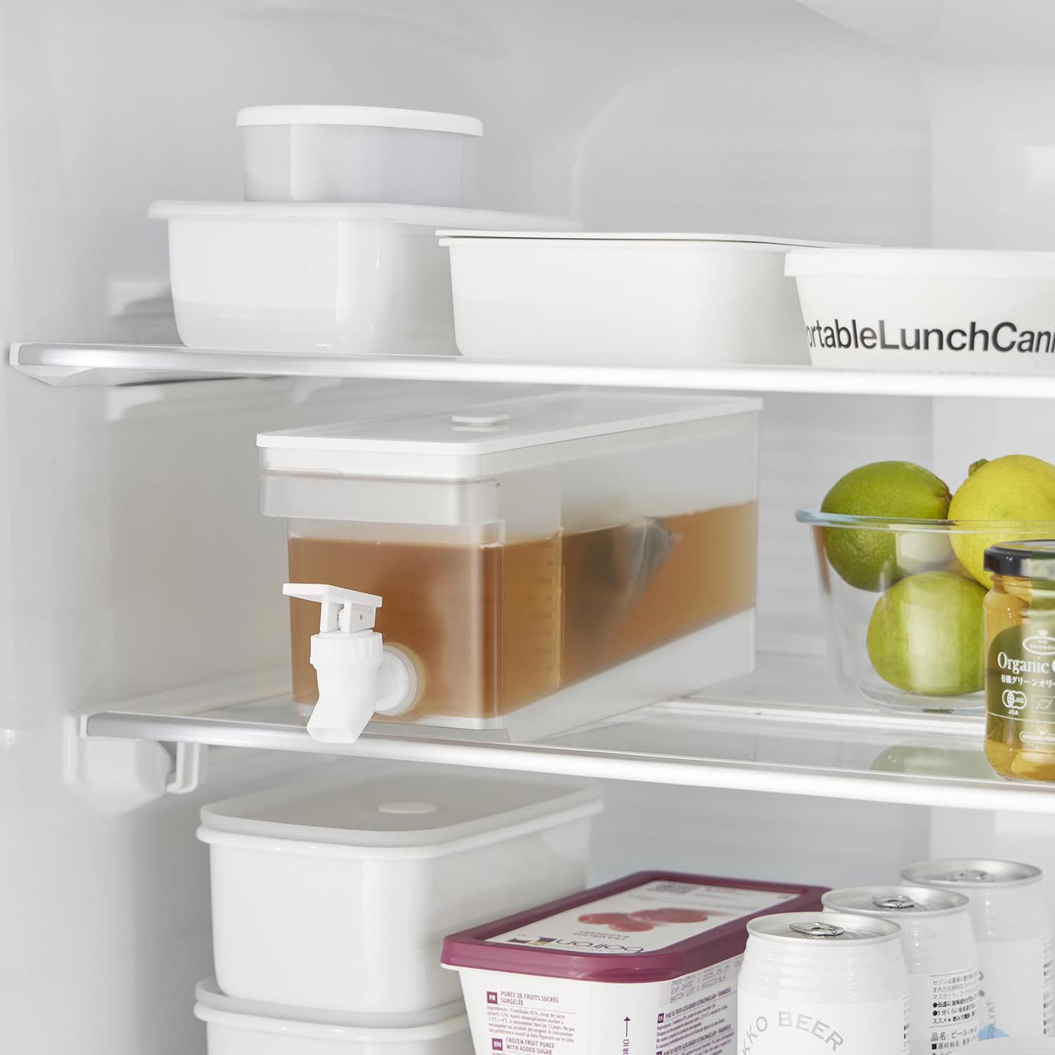 山崎実業　タワー 傾斜構造で最後まで 注ぎやすい！ 冷蔵庫ドリンクサーバー ２個セット ＜１．８リットル＞