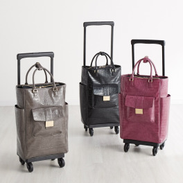 スワニー トートキャリー クロコダイル型押し ４輪ストッパー付き ＜Ｌサイズ＞