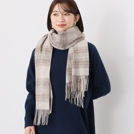 エヌエフ 自社牧場で育った カシミヤブレンド チェック柄ストール