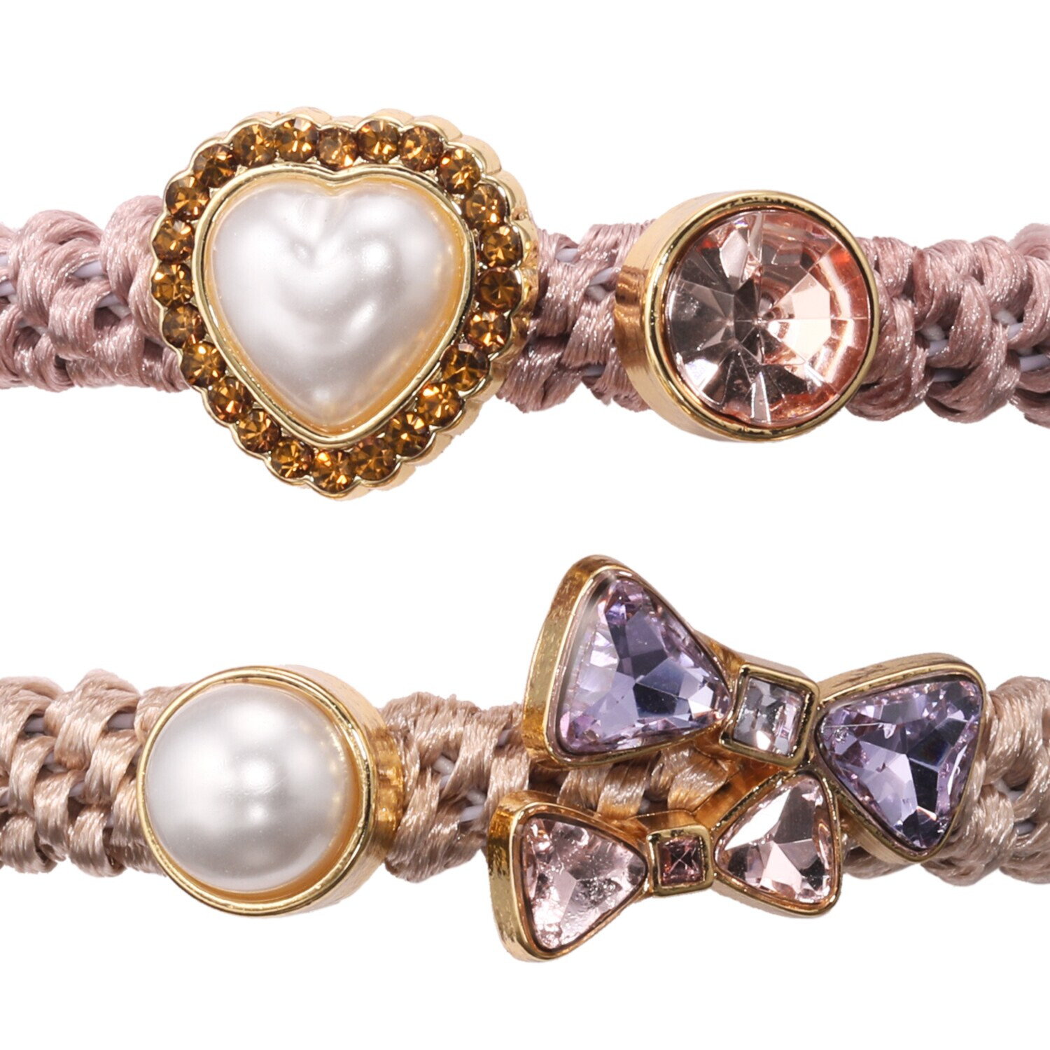 メイドバイスターズ ビジューモティーフ＆ サテンリボン付 静電気対策ブレスレット ２本セット