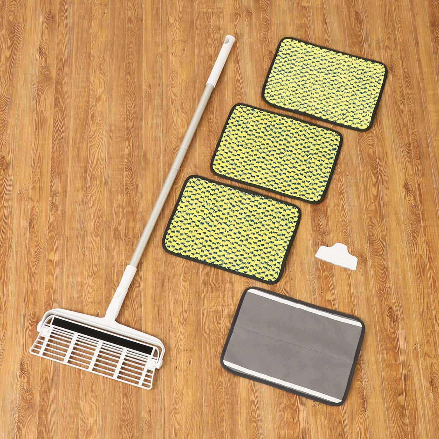 回転ヘッドと 特殊なモップで 拭きも掃きも 高所も低所も 部屋中掃除これ一本！ マジックブルームモップ 特別セット