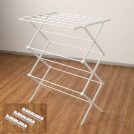 究極の工具不要♪ パーツをはめ込むだけで 簡単組み立ての 部屋干しアイテム！ クイックロック コンパクトスタンド物干し