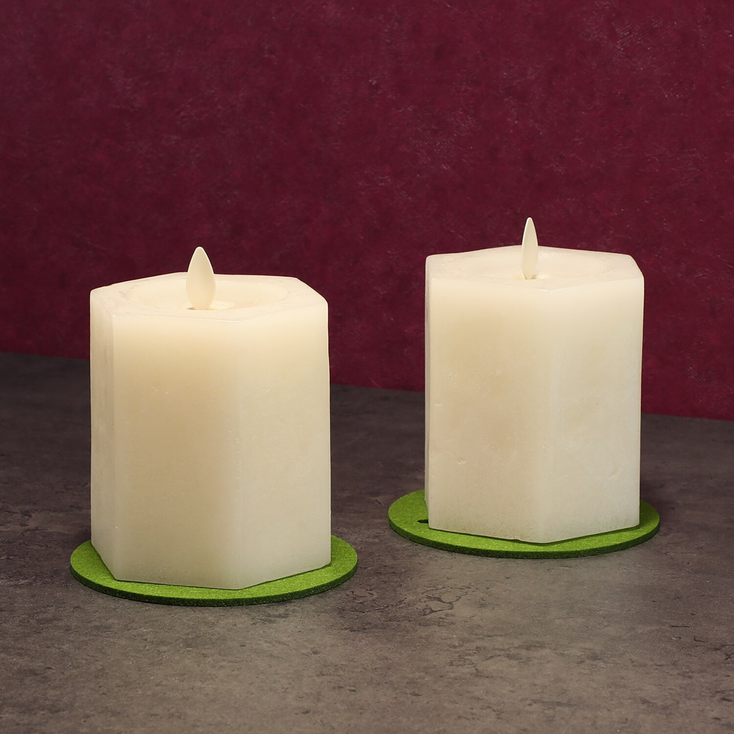 ムービングキャンドル ルナーテ “ヘキサゴン” オフホワイト２本セット