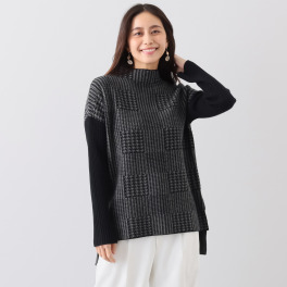 ナチュラム お手入れ簡単 カシミヤヤクの ジャガードで編み立てた 肉厚セーター