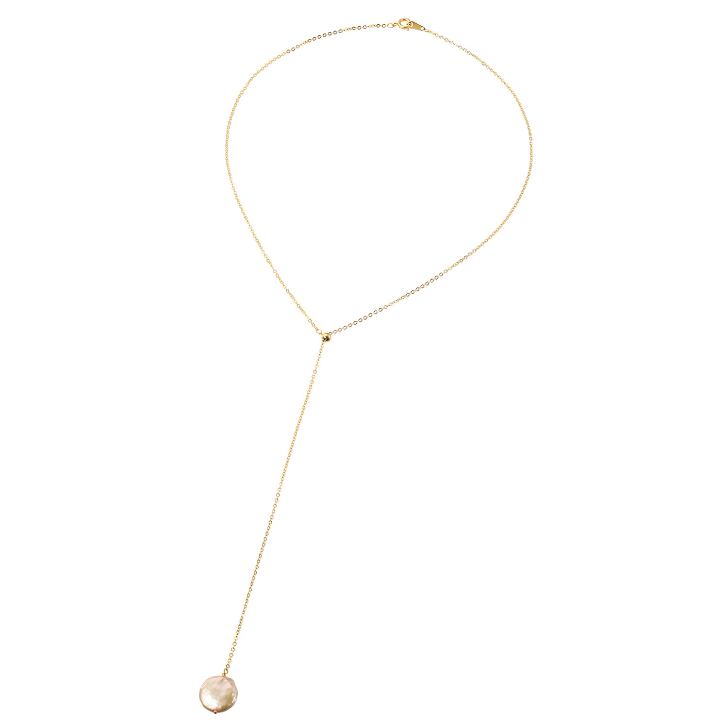 石友蔵出しコレクション シャンパンゴールドカラー 淡水バロックパール Ｙ字デザイン ネックレス