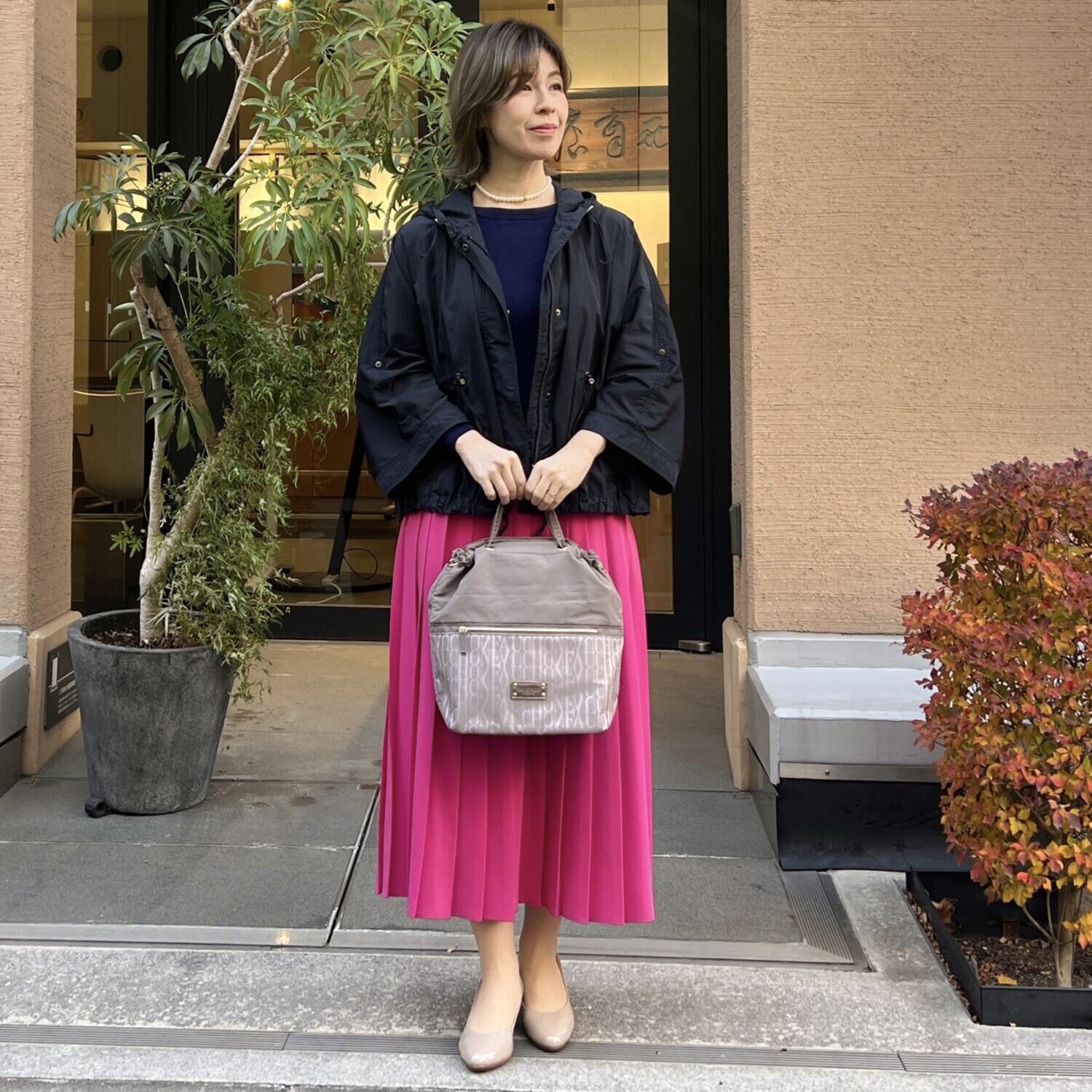 フォション ジャガード織 マルチに使える　軽量 ショルダートートバッグ