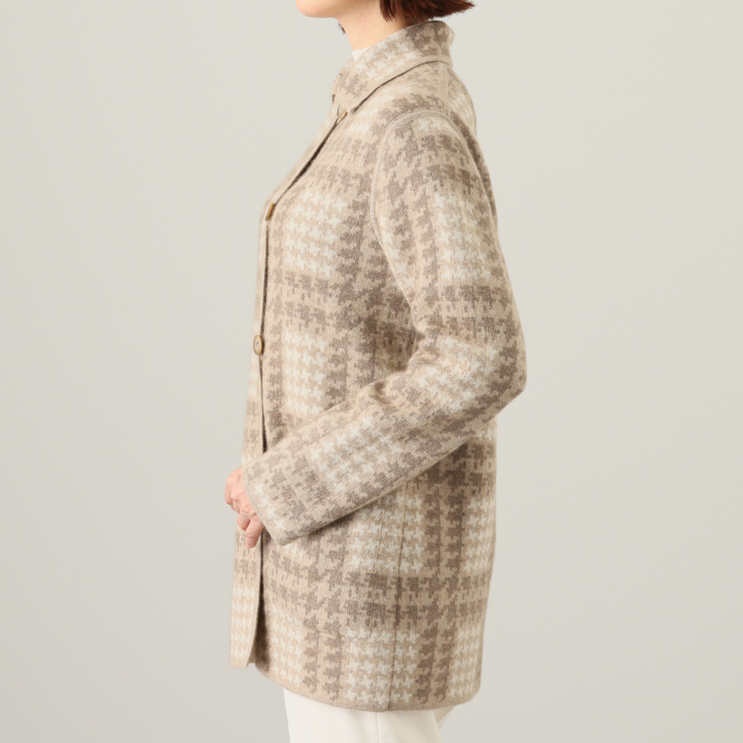 ネイチャーズ 無染色カシミヤ ジャガード編 ジャケットコート