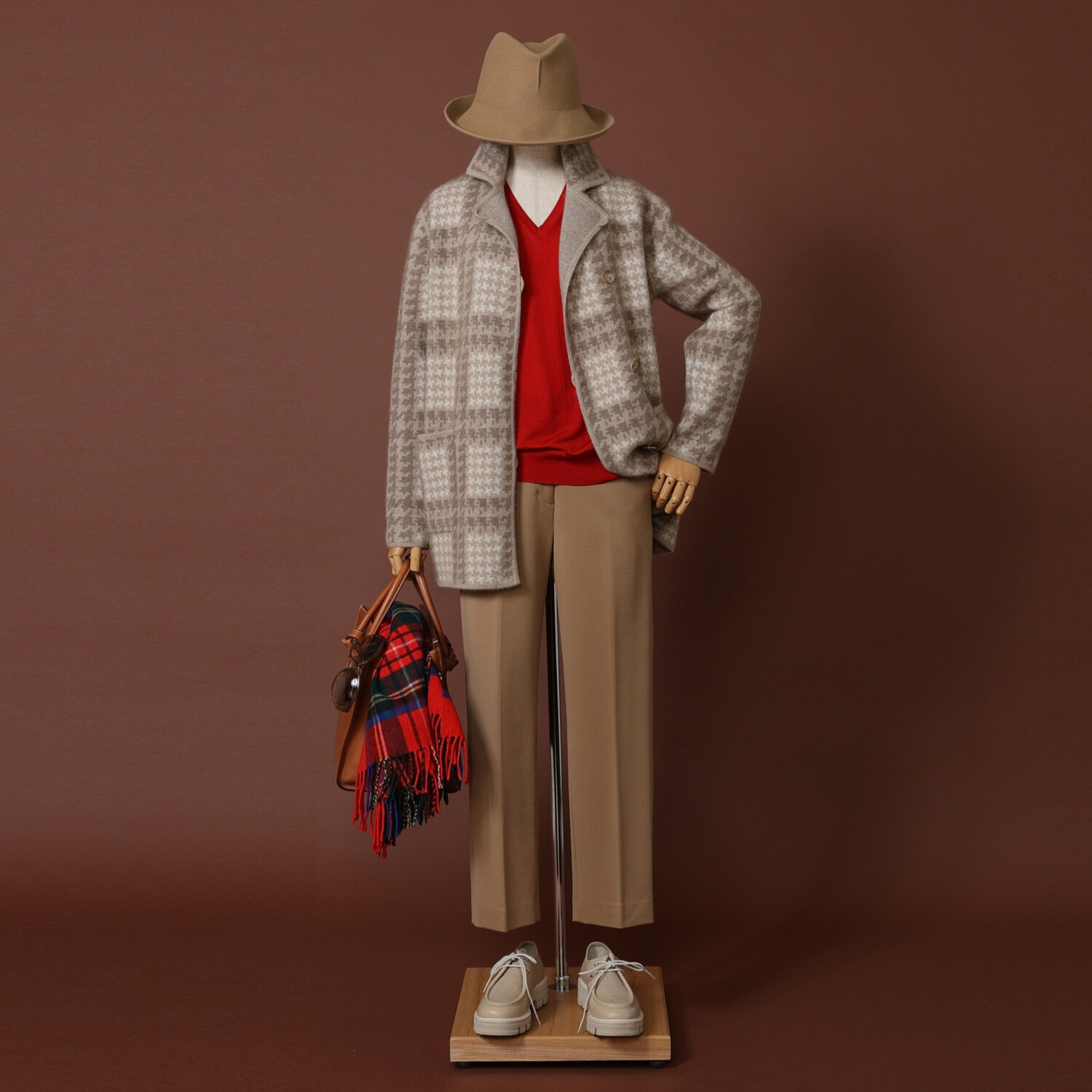 ネイチャーズ 無染色カシミヤ ジャガード編 ジャケットコート