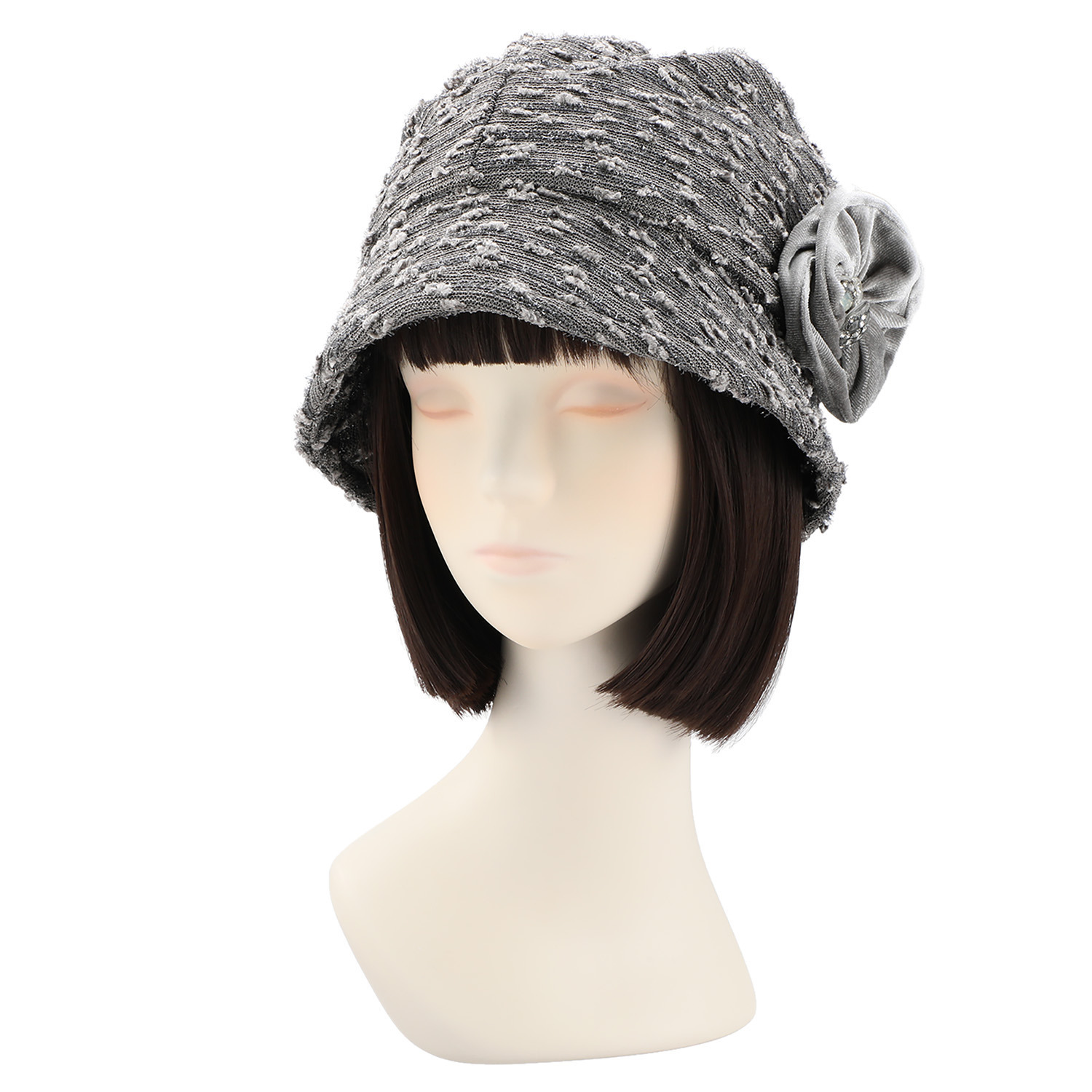 メイドバイスターズ 髪の毛がつぶれにくい ふんわり小顔見え帽子 コサージュ風シュシュ付