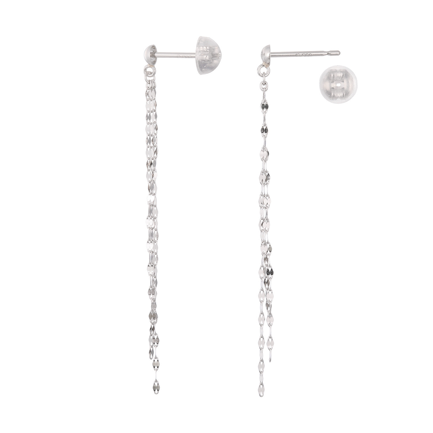 オーサムジュエリー プラチナ９００＆８５０ ３連ペタルチェーン ピアス