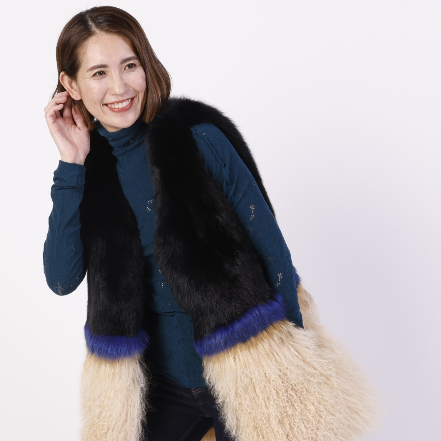 ダンスウィズビジュー スーパーストレッチ エレガントレース編み モイストインナーニット