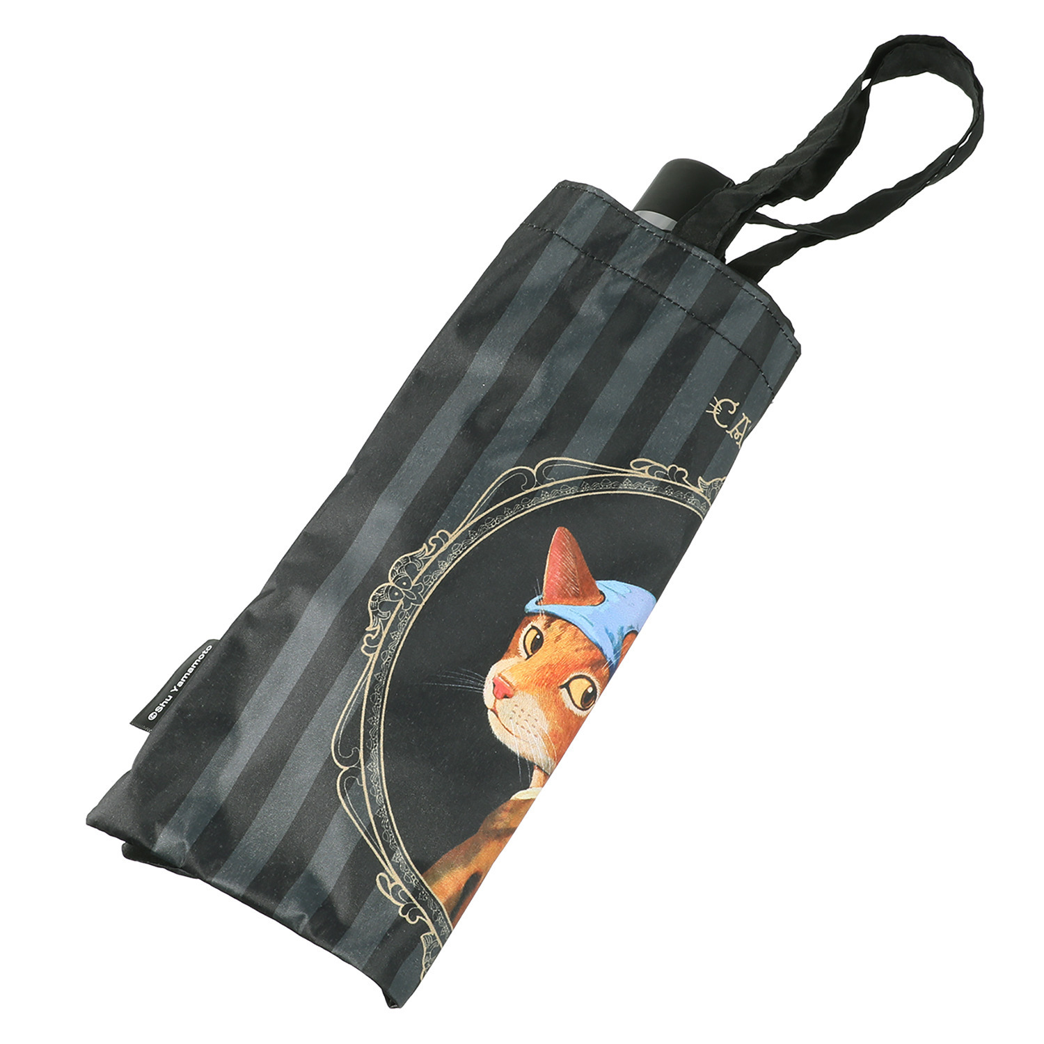 キャットアート 晴雨兼用　軽量 折りたたみミニ傘 収納バッグ付