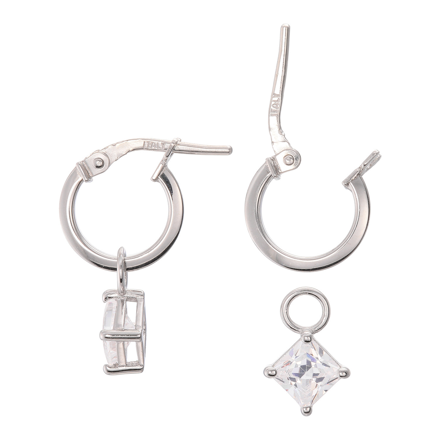 ダイアモア シルバー スクエアＣＺ スウィング フープピアス