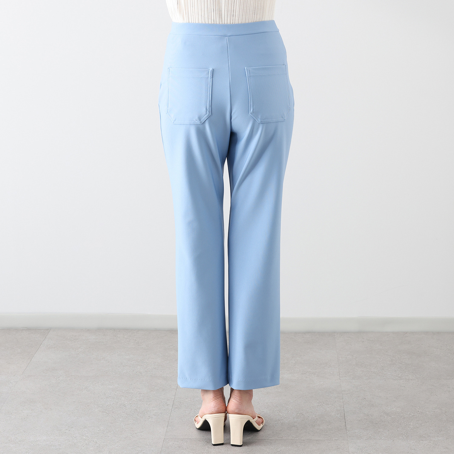 ピーツー え！？はいてないみたい？ 純日本製　美脚ストレート やわらかストレッチパンツ ＜股下７２ｃｍ＞