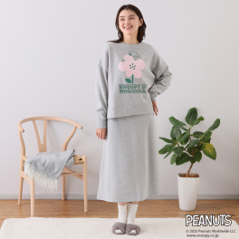 ＰＥＡＮＵＴＳ×トーチ スヌーピー あったか裏起毛 ルームウェア上下セット ＜ロングスカート＞