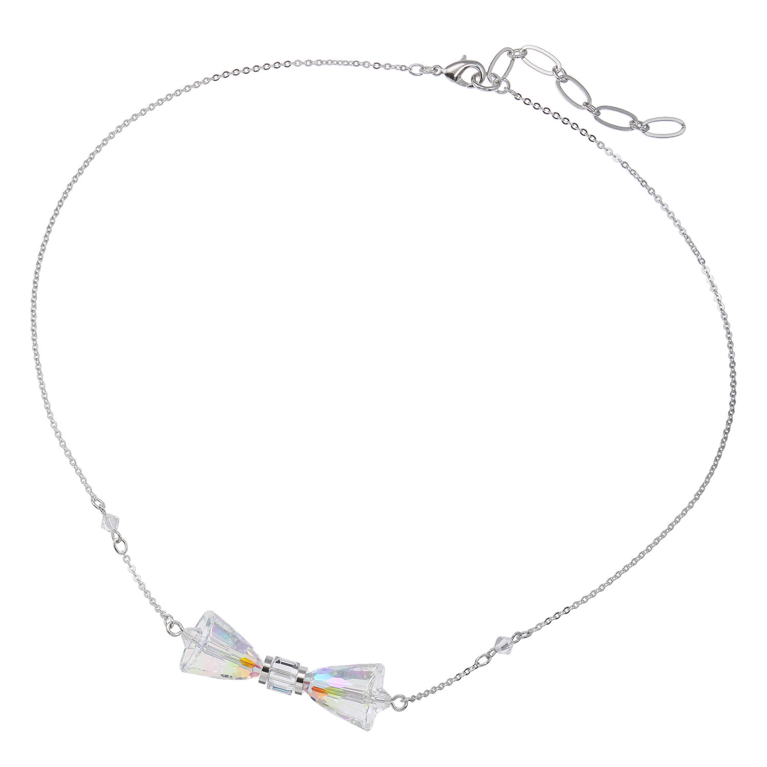 キラキラギフト バイ　アビステ クリスタルガラス リボンモティーフ ネックレス