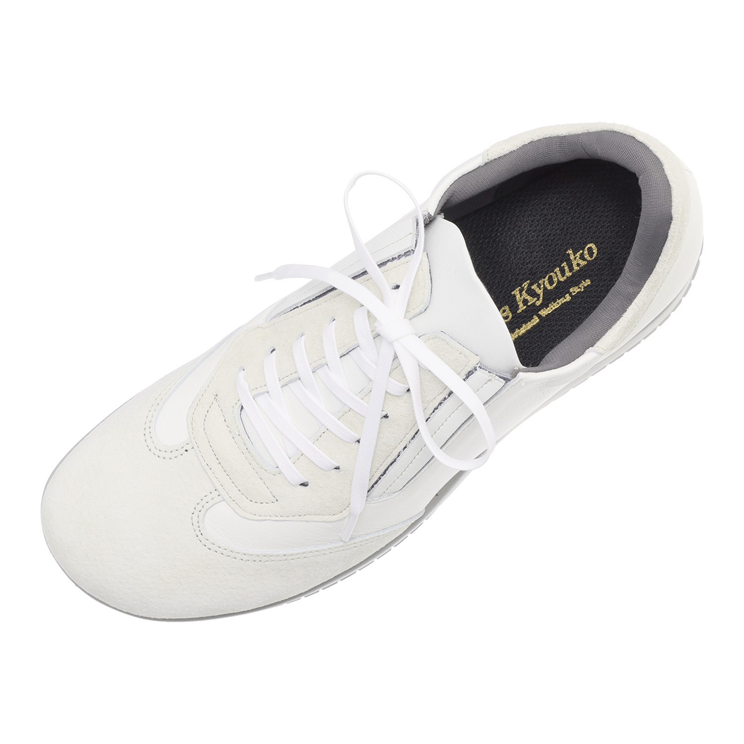 ミスキョウコ 日本製 ソフト本革 レースアップスニーカー
