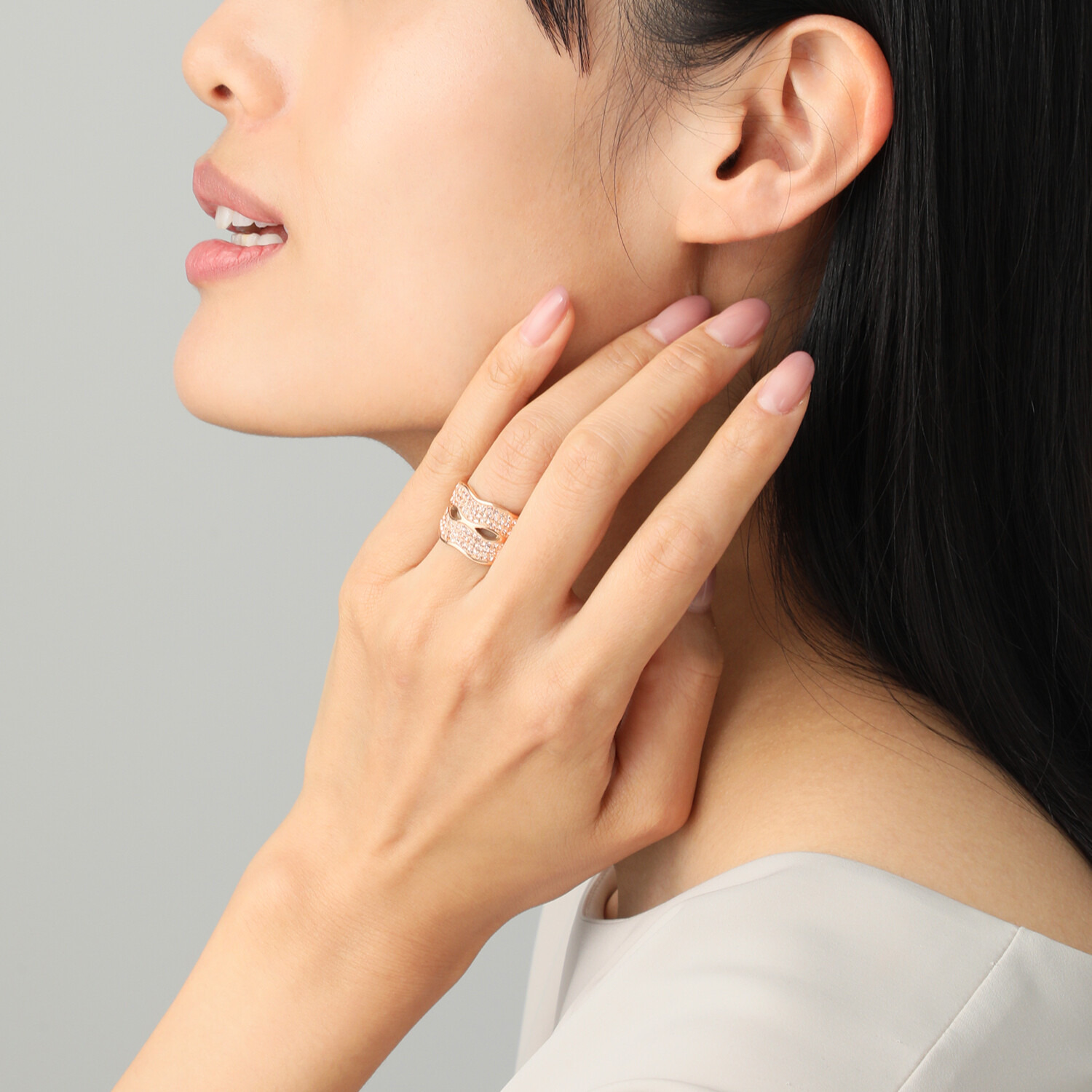 エービーステン ステンレス ビジュウ ダブルウェーブ リング