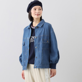 ヴィ・ドゥース ふんわりパフスリーブ ストレッチデニム ジャケット