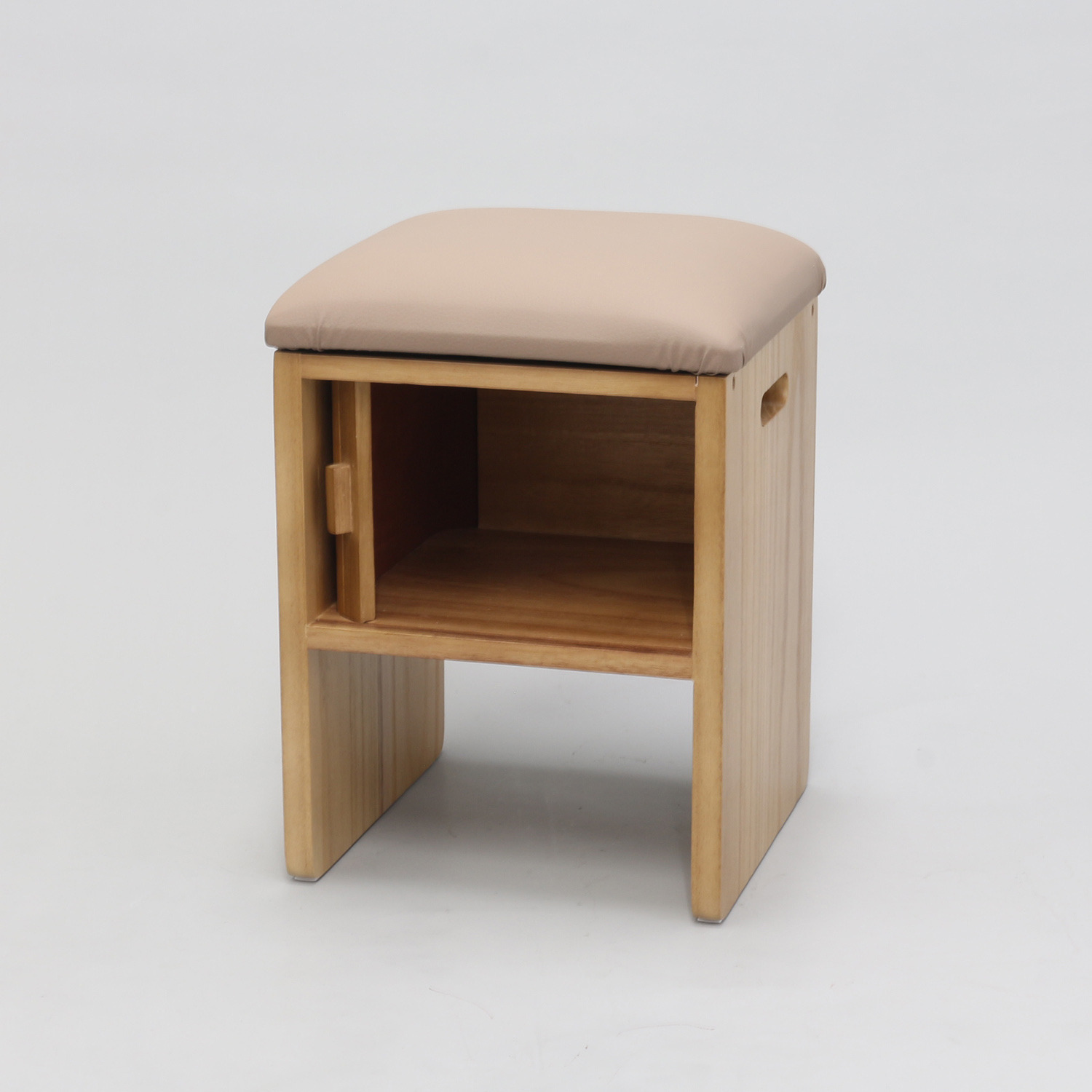 天然木桐材使用 軽量＆コンパクト 竹製ジャバラ扉式 スツールボックス