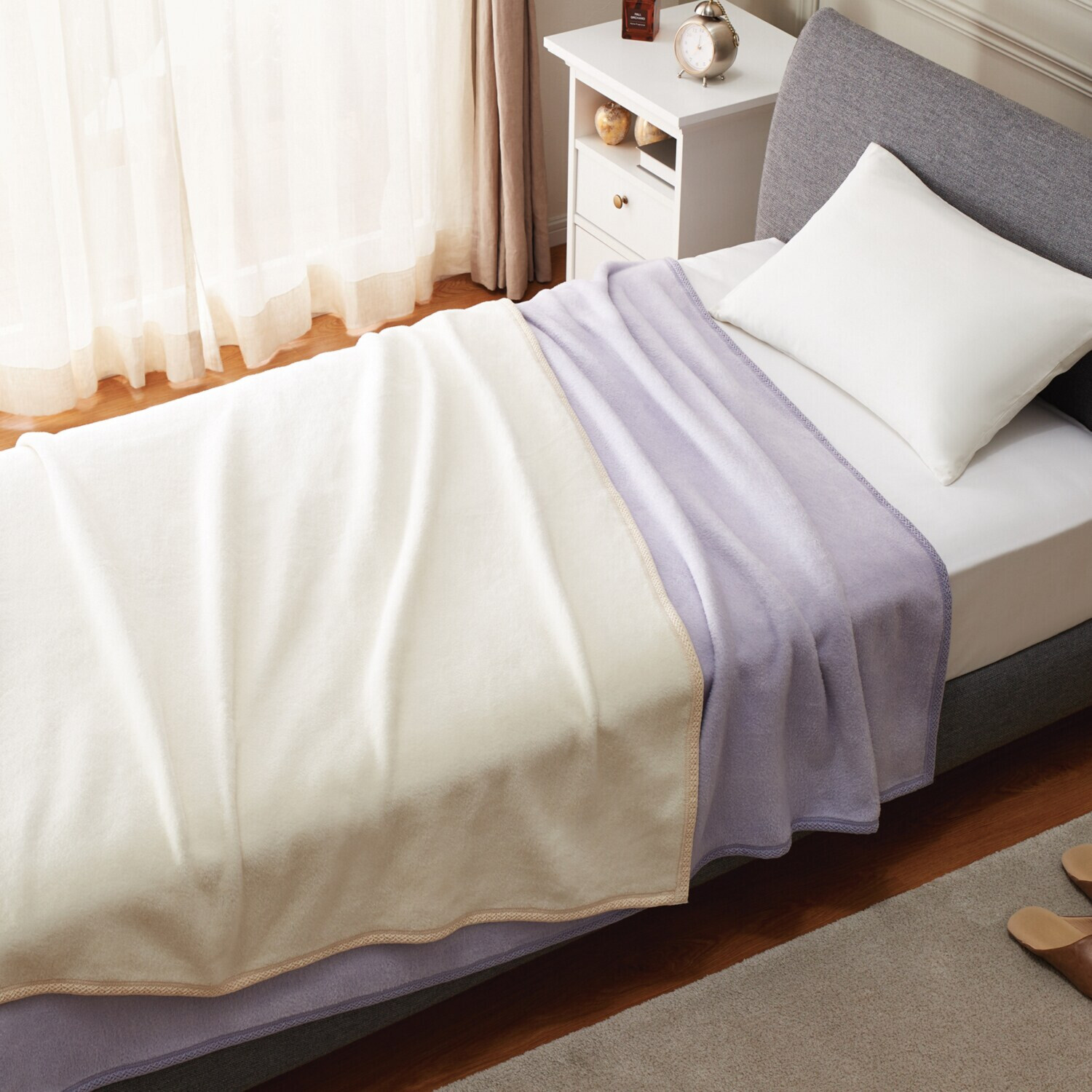 快眠博士 起毛師こだわりの仕上げ 天然シルクの シルクオーラ美 掛け毛布 ＜セミダブル＞