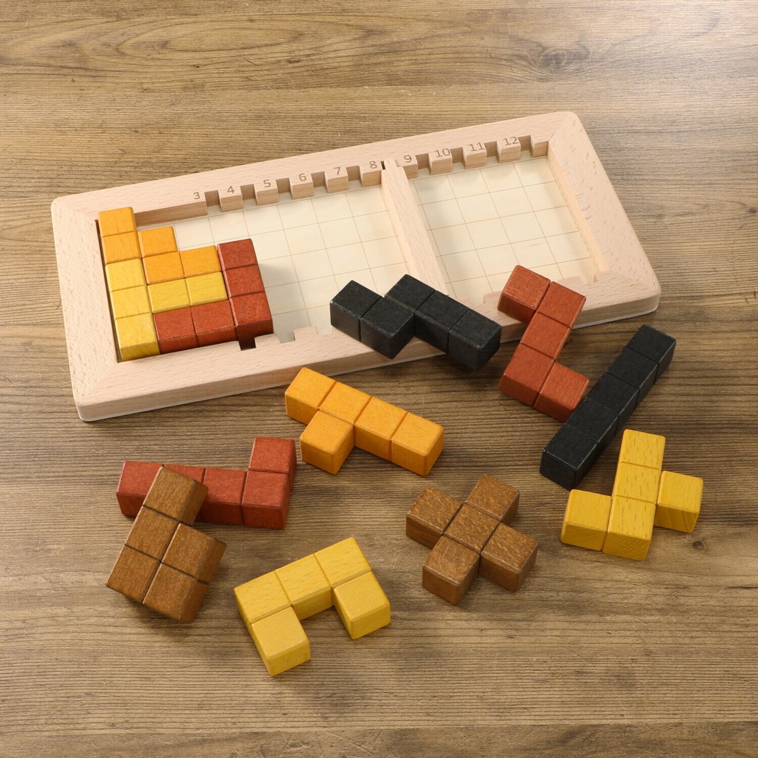 天然木の温もりを感じ 立体的パズルを楽しむ ココロの積み木 パズルブロック