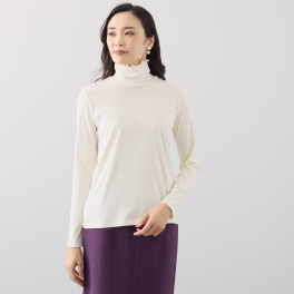 エイガールズ スビン綿混 ＬＯＴＵＳ ストレッチフライス ハイネックプルオーバー