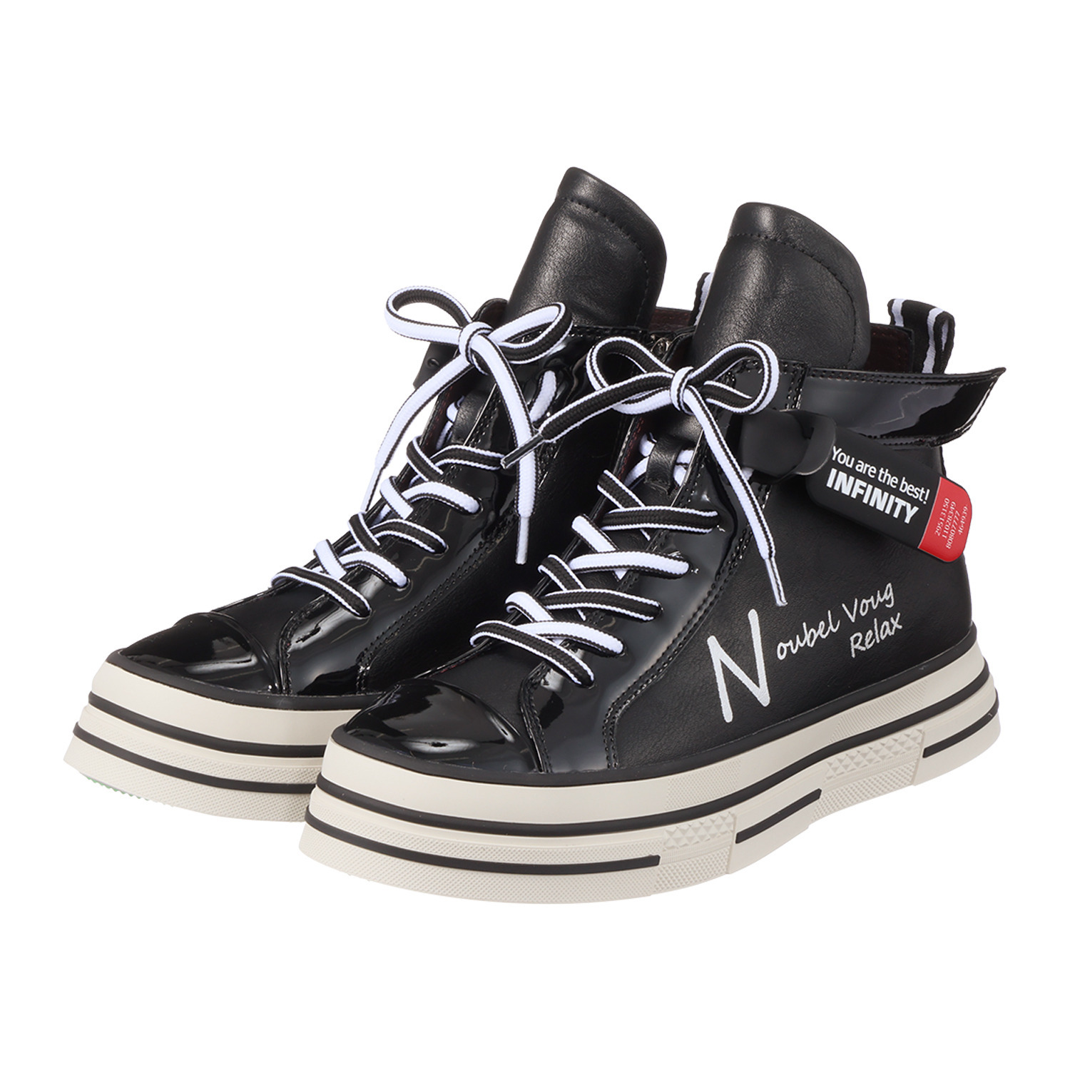 ヌーベルヴォーグ リュクスライン ロゴデザイン 内ファスナー付 大人ハイカットスニーカー