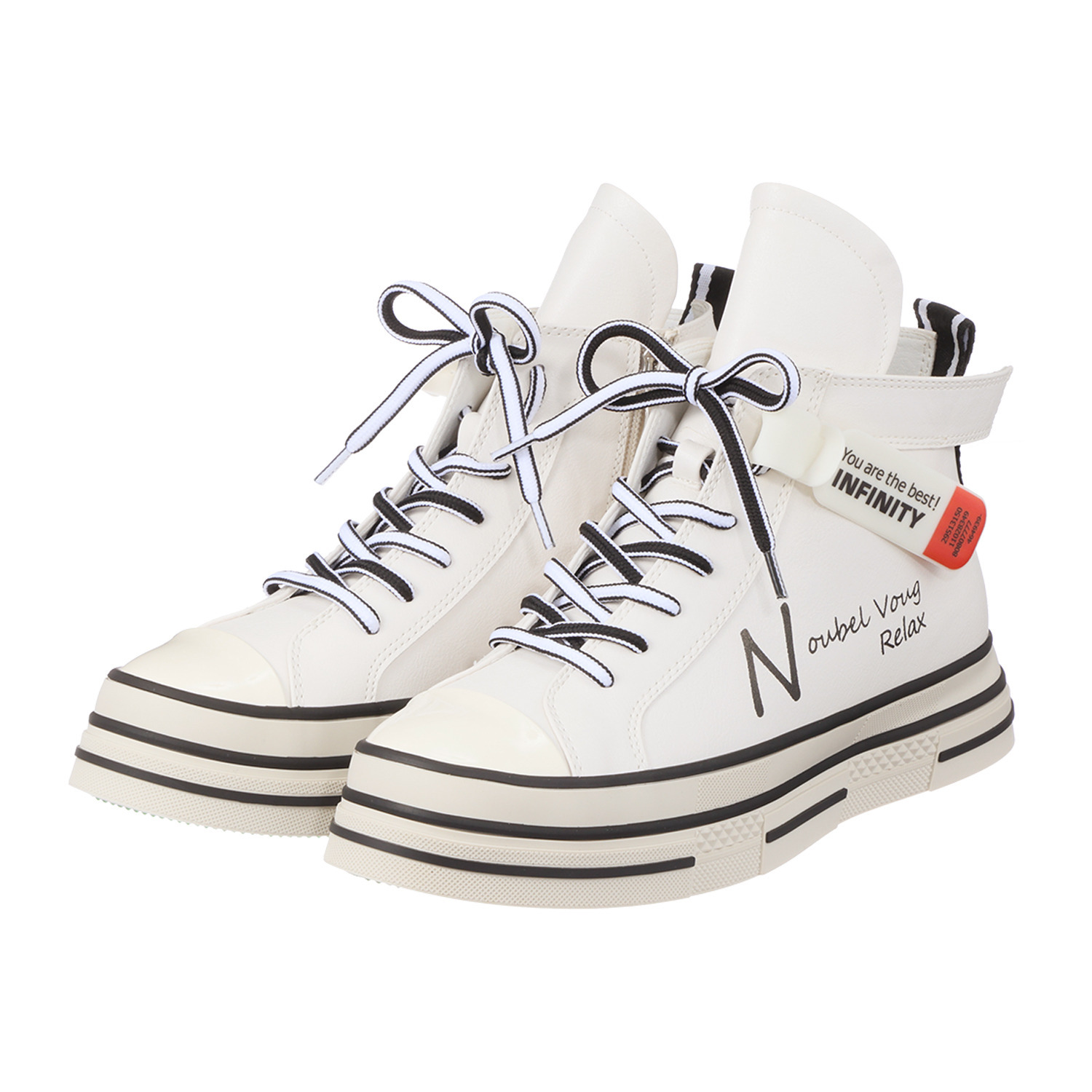 ヌーベルヴォーグ リュクスライン ロゴデザイン 内ファスナー付 大人ハイカットスニーカー