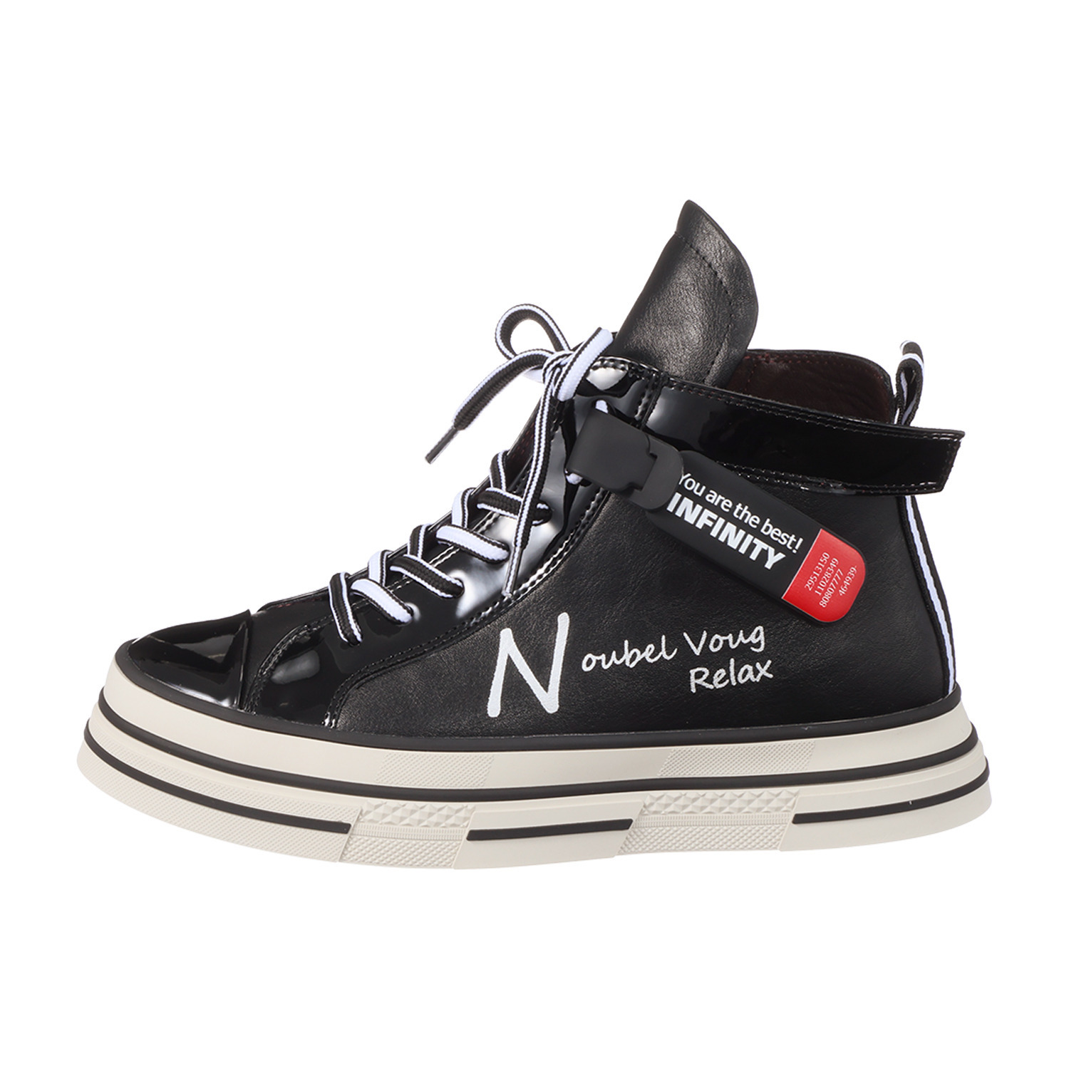 ヌーベルヴォーグ リュクスライン ロゴデザイン 内ファスナー付 大人ハイカットスニーカー