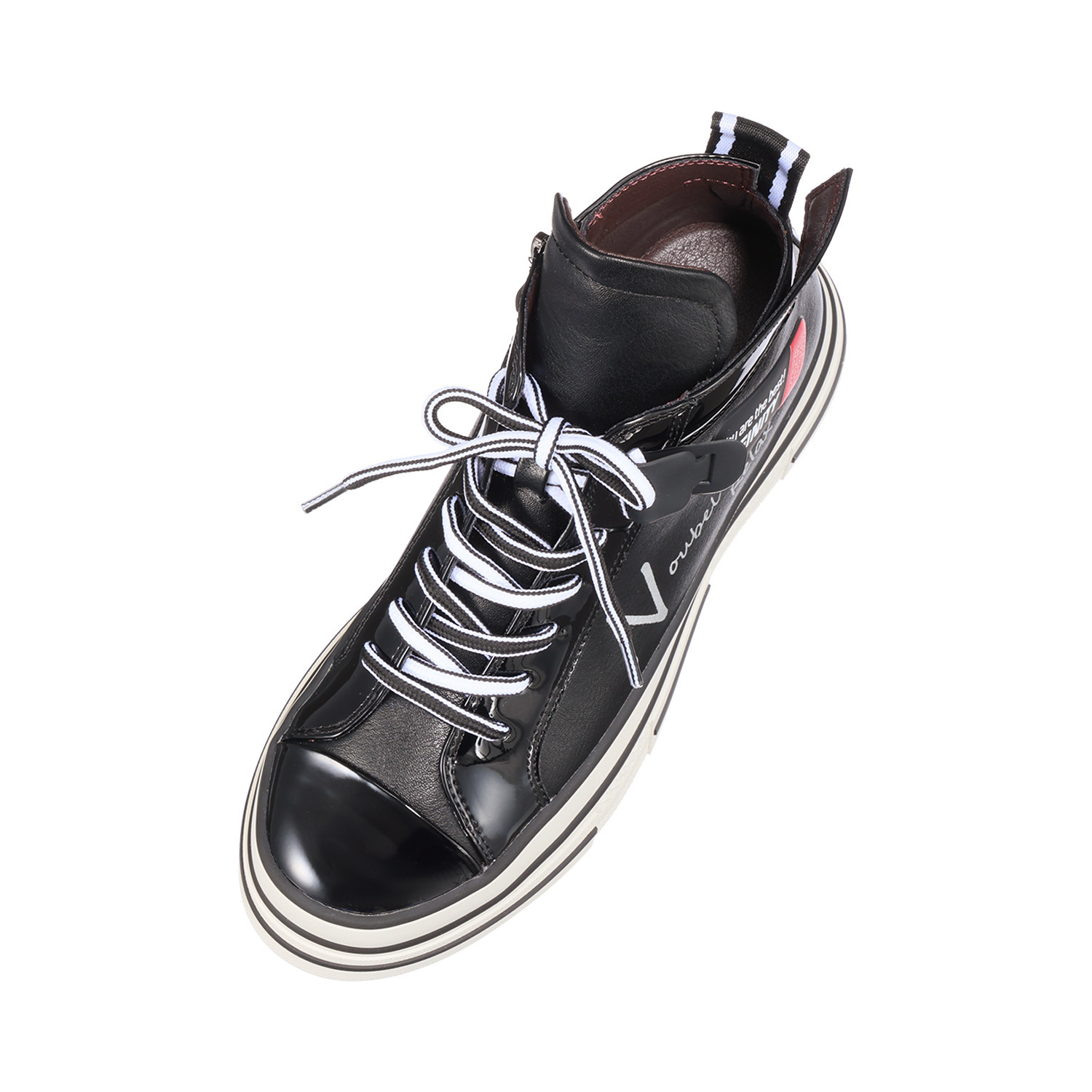 ヌーベルヴォーグ リュクスライン ロゴデザイン 内ファスナー付 大人ハイカットスニーカー