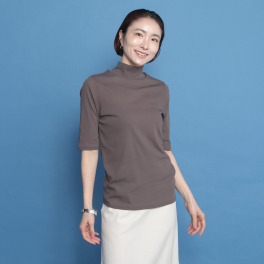 ヤエアジュテ 春夏版シアーカットソー 定番 ハイネックプルオーバー