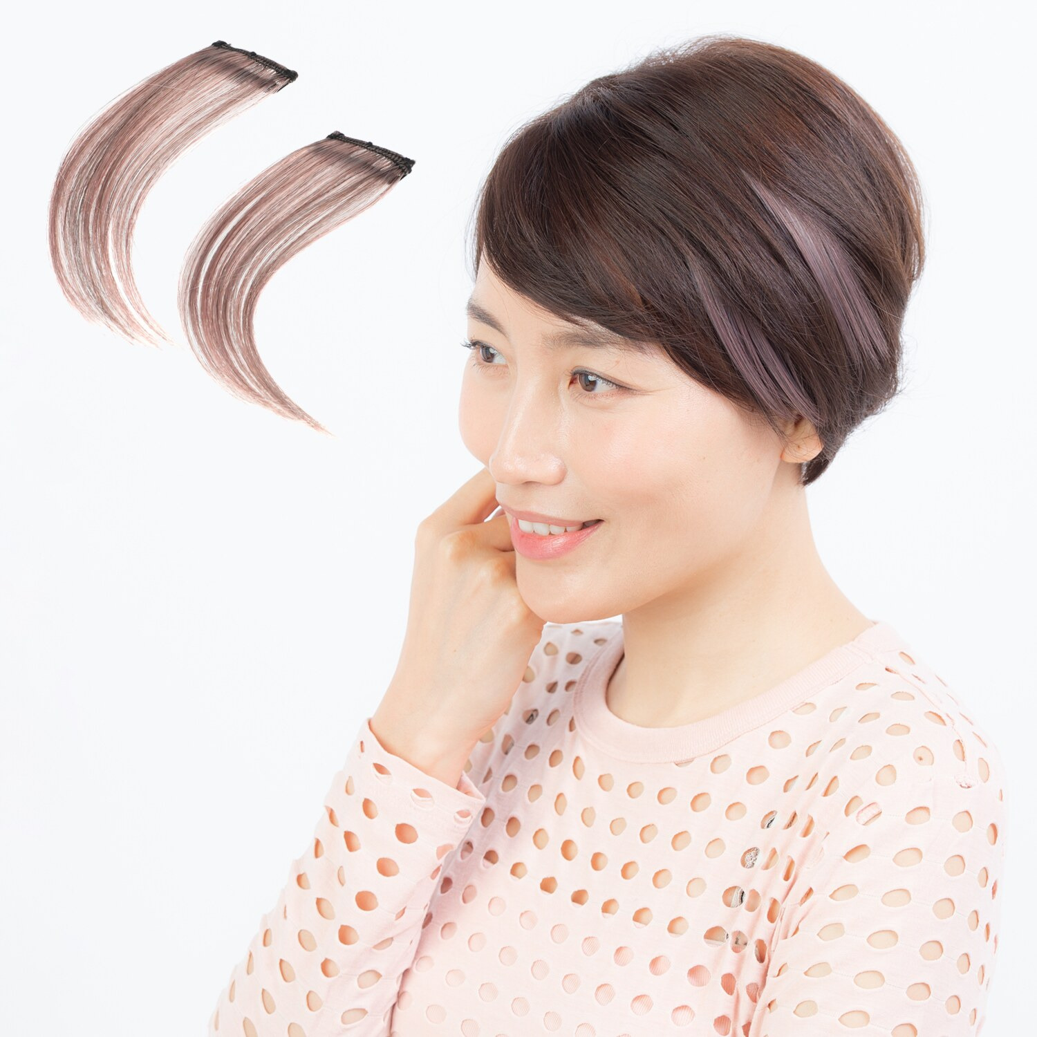 ＫＡＺＵＥウイッグ 上品で立体的に見える色＆ 自毛となじみやすい！ 大人の ショートカラーエクステ 同色２本セット