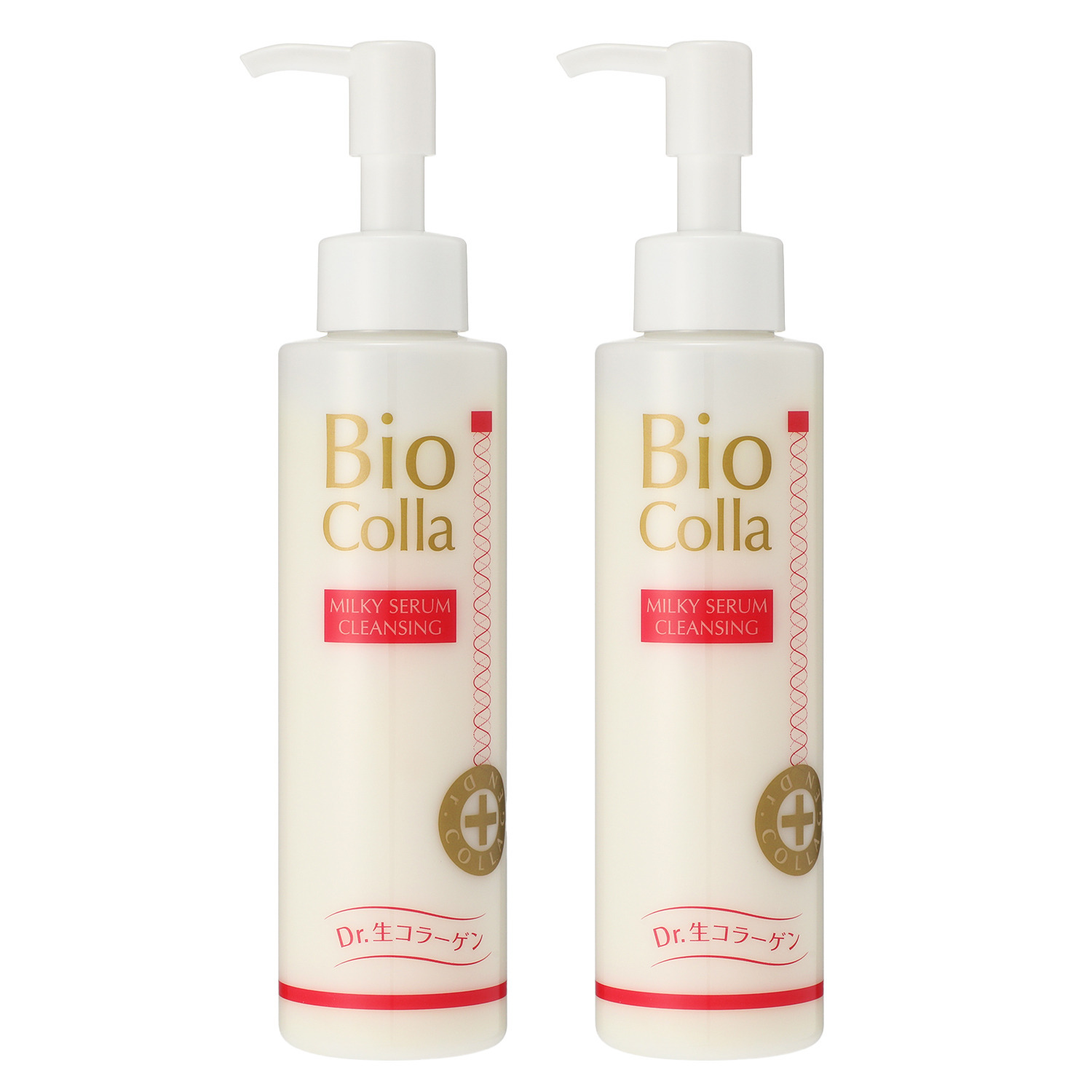 ビオコラ 生コラーゲン配合！ （非加熱２５度以下） メイク汚れをオフしながら お肌に潤いを与える ミルキーセラム クレンジング ２本セット