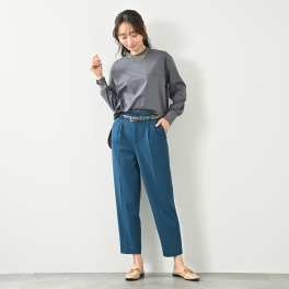 元町ゼラール ジョーゼットジャージー タックテーパードパンツ