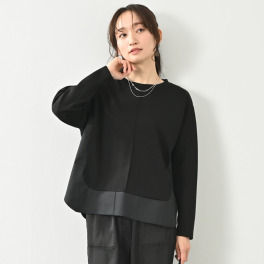 元町ゼラール もっちりやわらか レーヨン混ジャージー 異素材切替 プルオーバー
