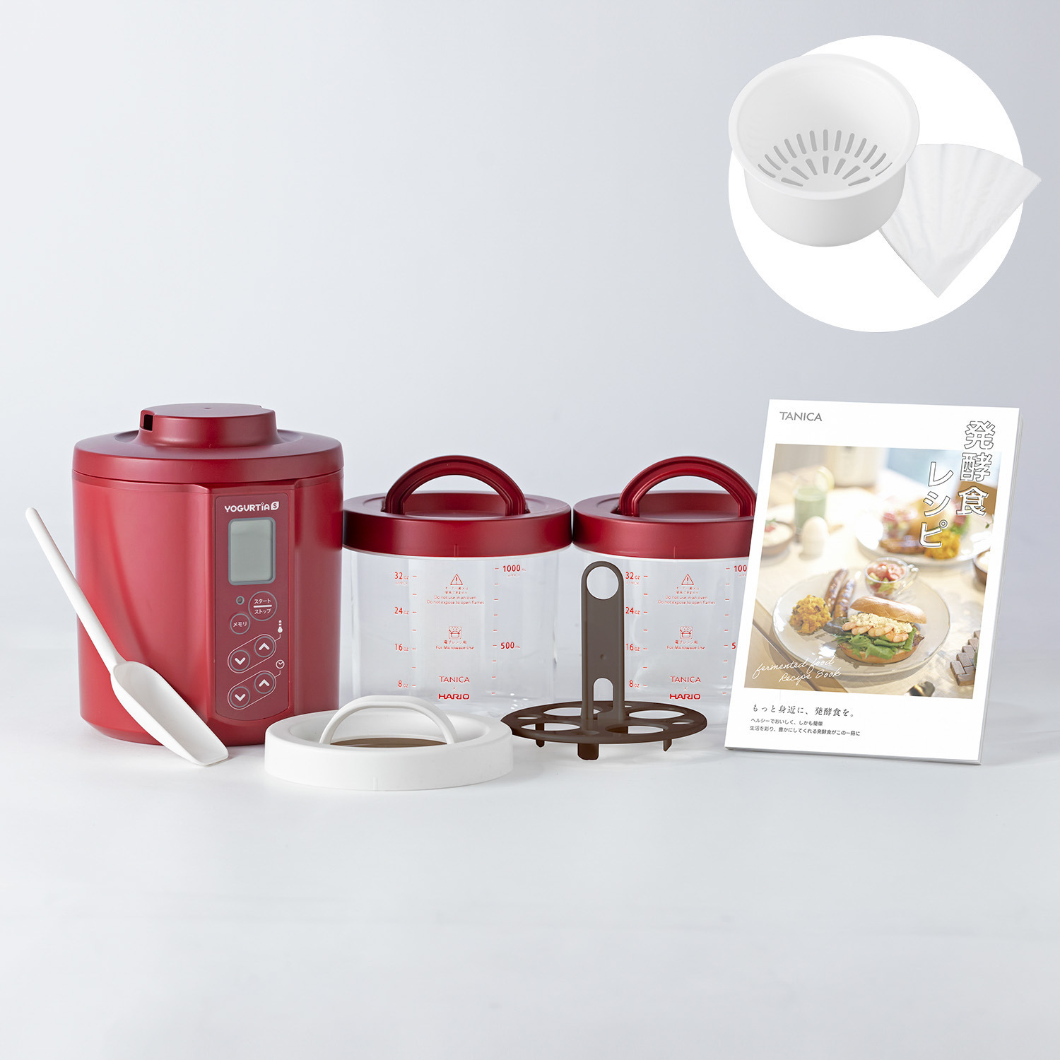 タニカ ガラスポット ヨーグルティアＳ ＹＳ−０２ 水切りバスケット付 特別セット