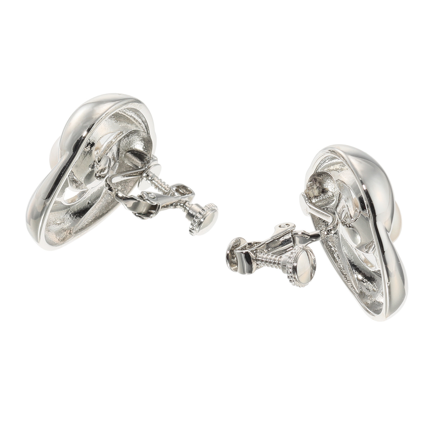 エアリーフェアリー 淡水ボタンパール＆ メタルトライアングル モードスタイル スタッド イヤリング／ピアス