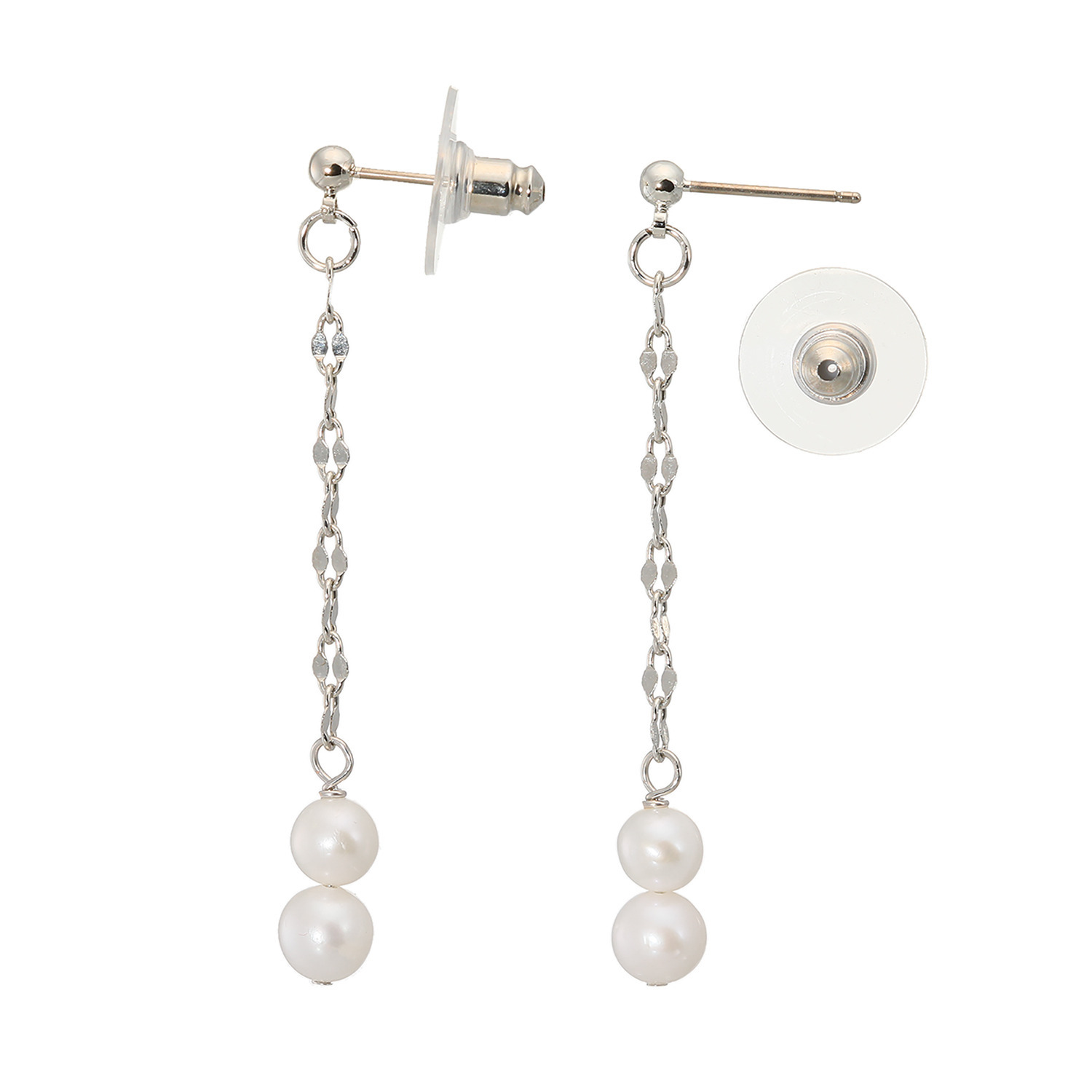 エアリーフェアリー 淡水パール＆ ペタルチェーン スウィングスタイル イヤリング／ピアス