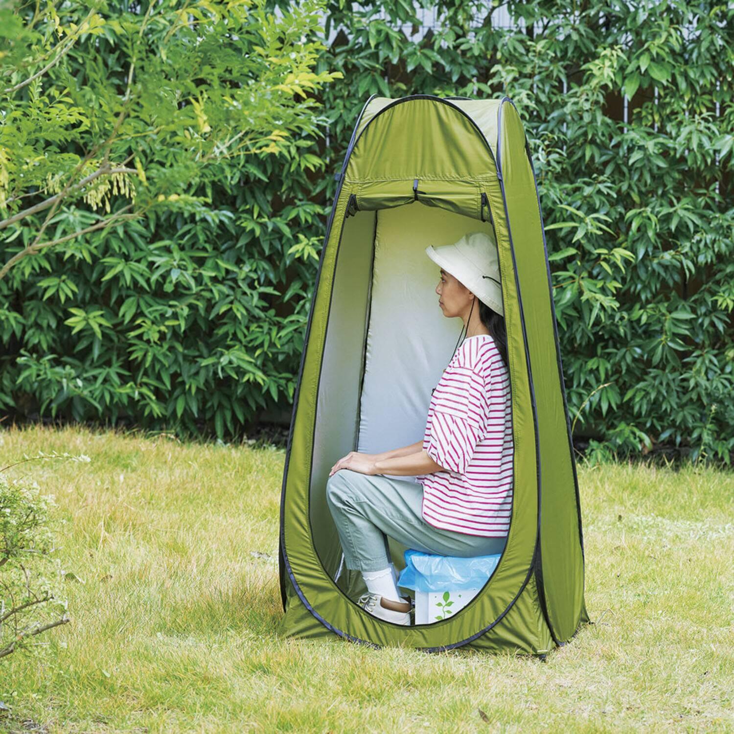 ワンタッチでパッと開く コンパクトで簡単組み立て 緊急トイレテント