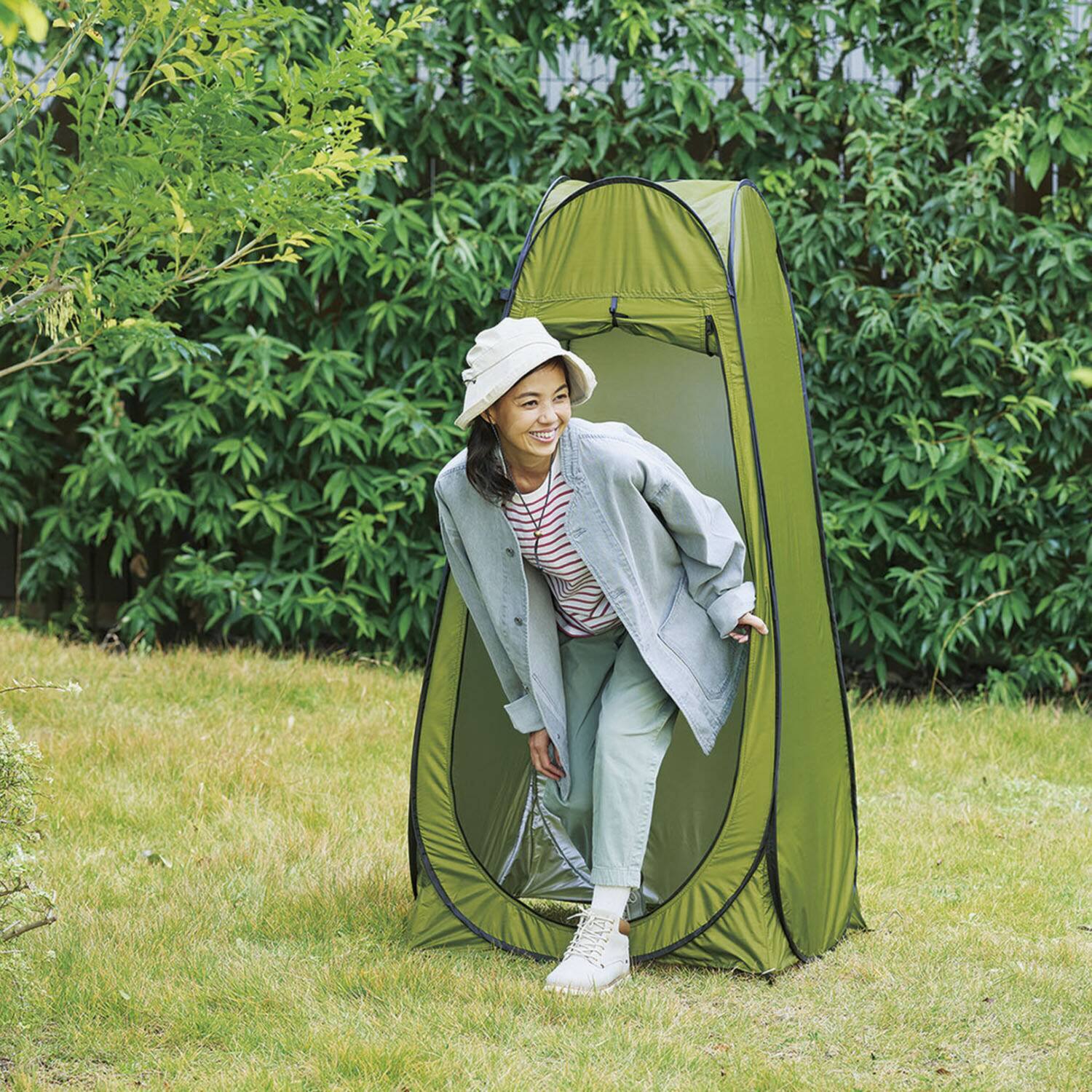 ワンタッチでパッと開く コンパクトで簡単組み立て 緊急トイレテント