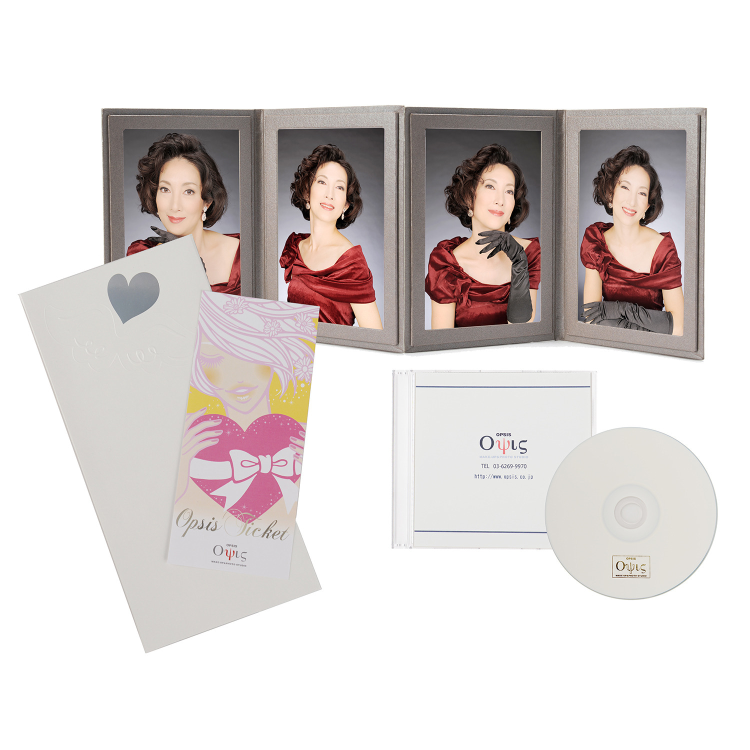 オプシス　体験チケット 「奇跡の１枚」 プロのヘアメイクと撮影で 素敵な非日常体験を貴女に ＜撮影写真４枚＋ＣＤデータ付プラン＞