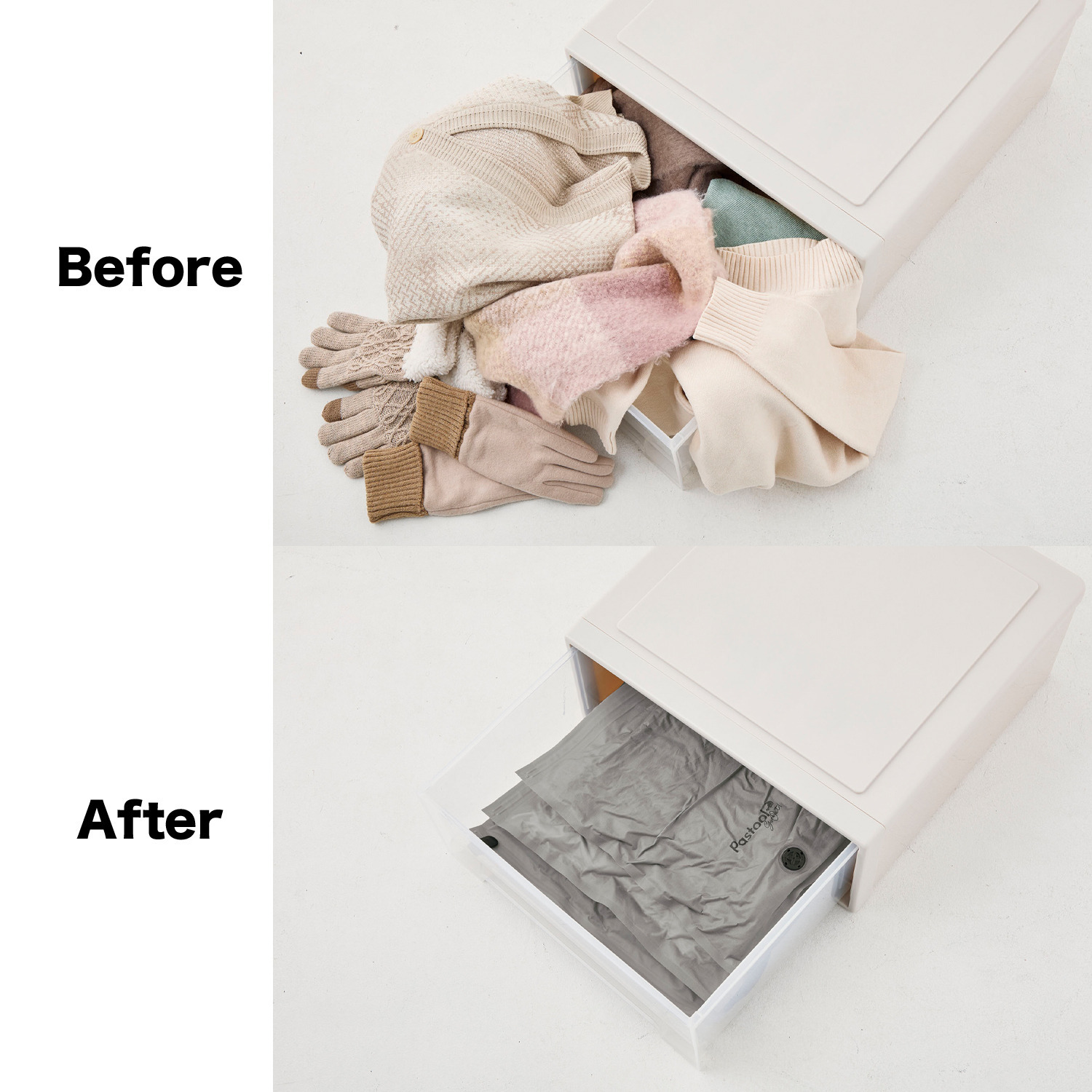 Ｐａｓｔｏｏｌ ｇｏ　ｏｕｔ トラベル衣類圧縮袋 ８枚セット ＜Ｍ、Ｌ　各４枚＞