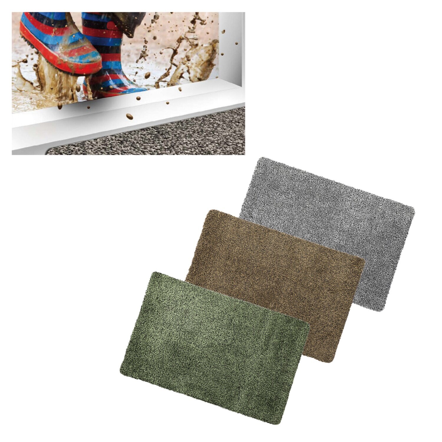 優れた吸水力！ ズレにくく嬉しい 敷くだけで 玄関をキレイに保つ クリーンマッドマットミニ