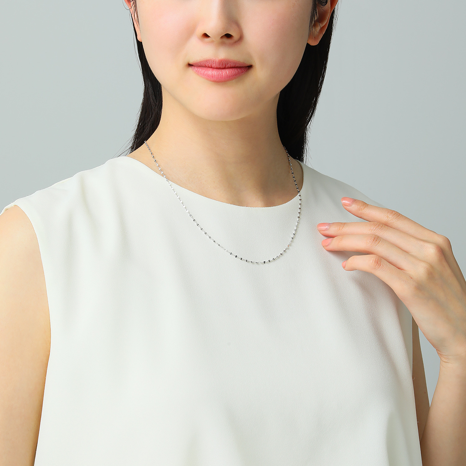 ブーレ シルバー 国産無調色 ナチュラルグレー ベビーアコヤパールエンド ペタルチェーンネックレス