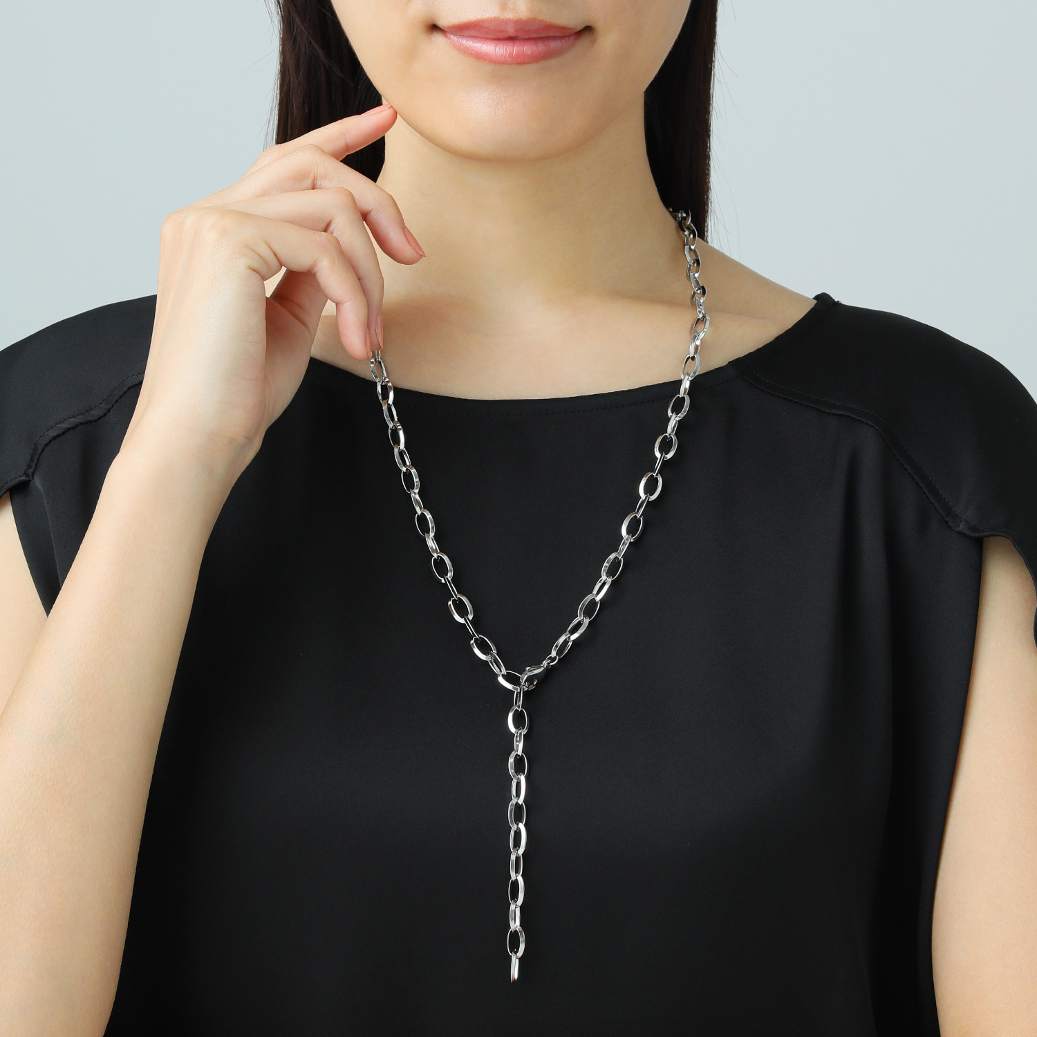 デルークス ステンレス ボリューム ロングネックレス＆ ブレスレットセット