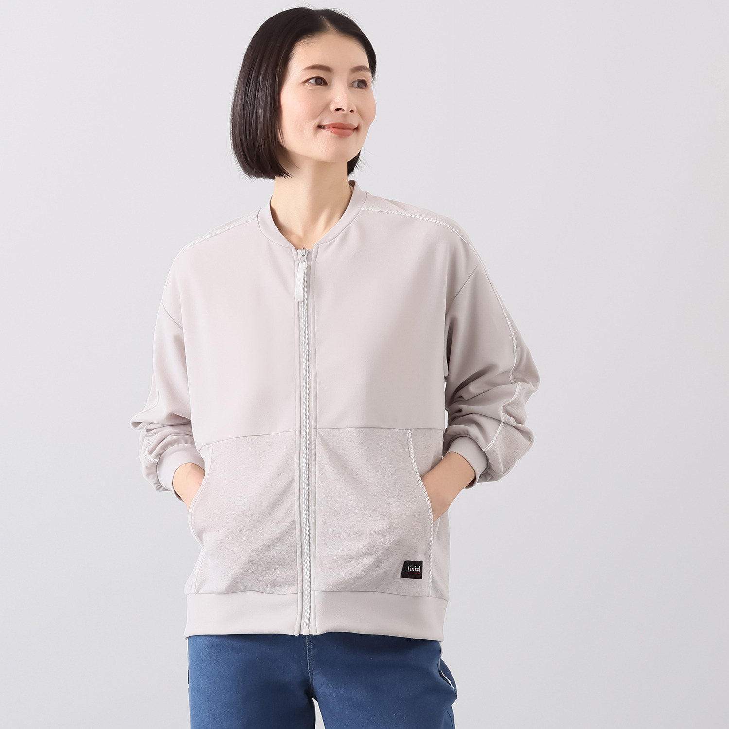 イクシーズ 異素材ドッキング シアーブルゾン