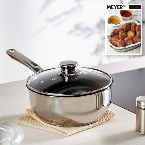 マイヤー 絶妙な深さとサイズが 日々の調理に大活躍！ 笠原将弘氏監修レシピ付 シェフズディープパン ガラス蓋セット ＜２０ｃｍ＞