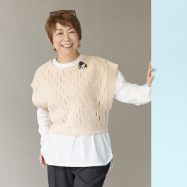 ウノ・ウノ・ドゥーエ 単品でも使える 着回しセット！ ニットベスト＆ 異素材使い 長袖プルオーバー