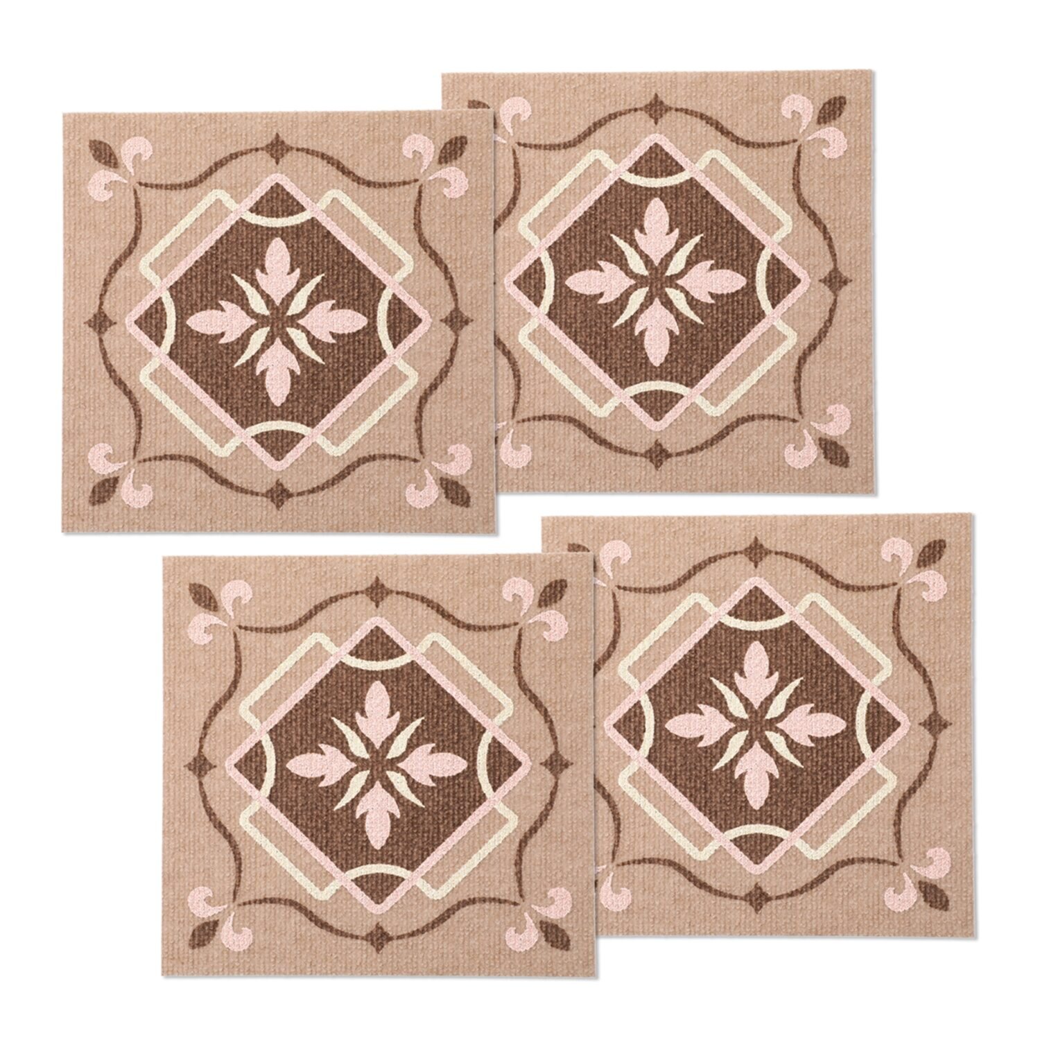 おくだけ吸着 消臭・はっ水・防汚機能付 タイルマット モロッコタイル柄 同色４枚セット